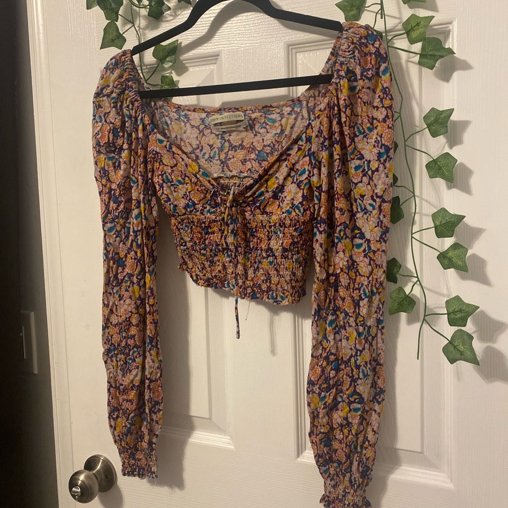 Urban outfitters floral long sleeve crop top.